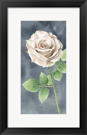 Framed Ivory Roses on Gray Panel II Print