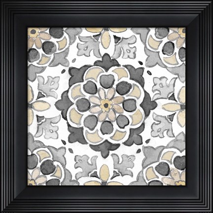Framed Turkish Tile Neutral I Print