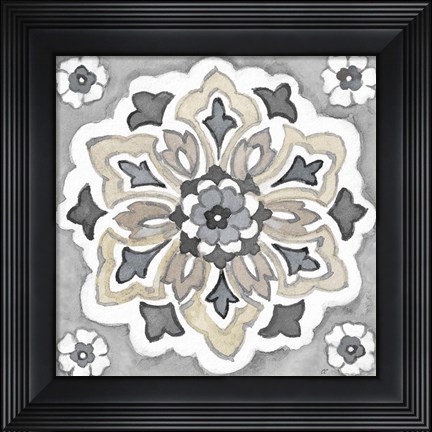 Framed Turkish Tile Neutral IV Print