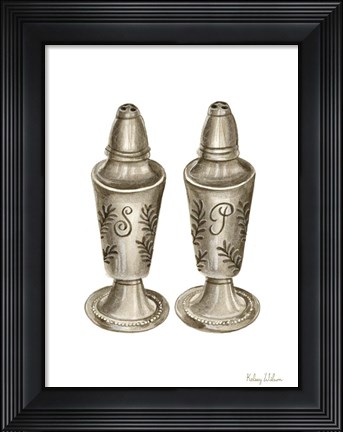 Framed Vintage Tableware IV-Salt &amp; Pepper Print