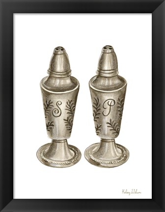 Framed Vintage Tableware IV-Salt &amp; Pepper Print