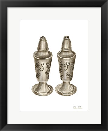 Framed Vintage Tableware IV-Salt &amp; Pepper Print