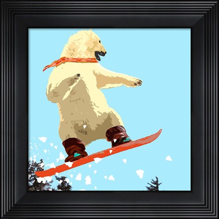 Framed Polar Bear Jump Print