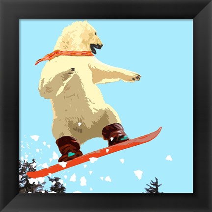 Framed Polar Bear Jump Print