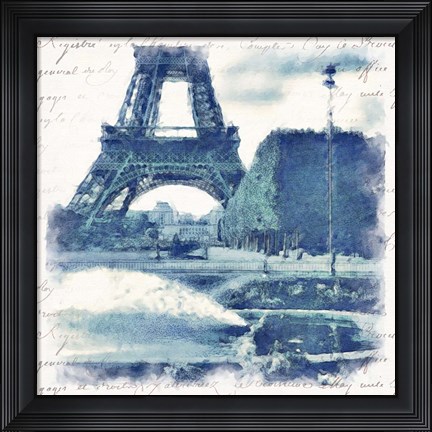 Framed Paris in Blue I Print