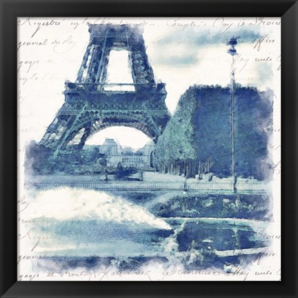 Framed Paris in Blue I Print