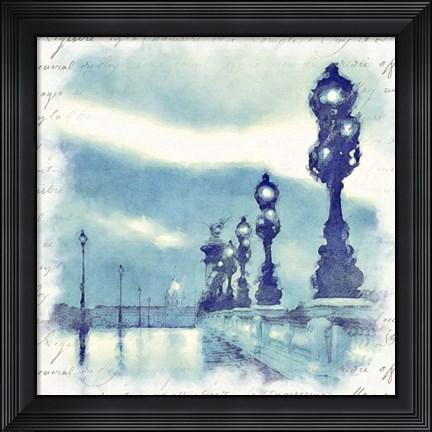 Framed Paris in Blue II Print