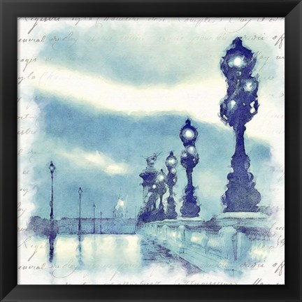 Framed Paris in Blue II Print