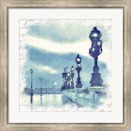 Framed Paris in Blue II Print
