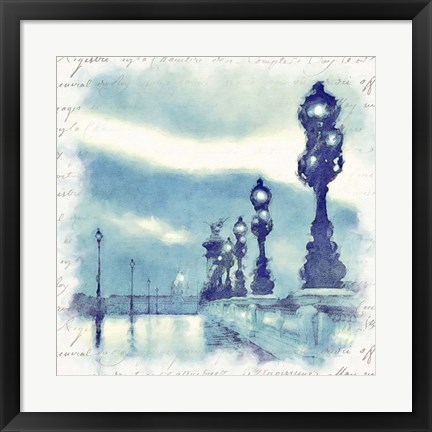 Framed Paris in Blue II Print