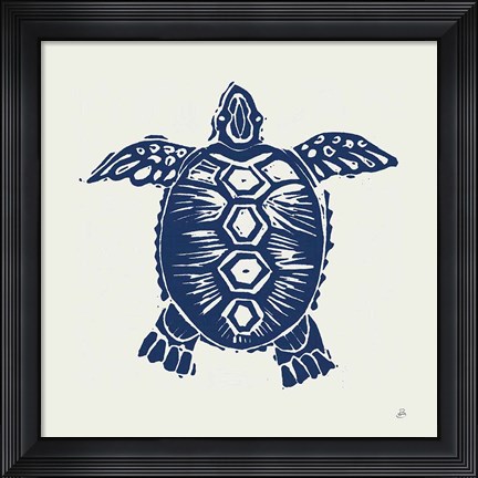 Framed Primitive Sea III Navy Print
