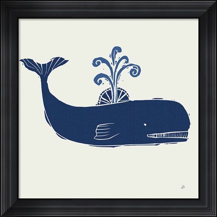 Framed Primitive Sea I Navy Print