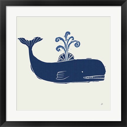 Framed Primitive Sea I Navy Print