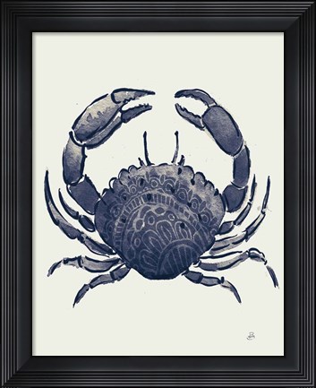 Framed Ocean Finds V Navy Print