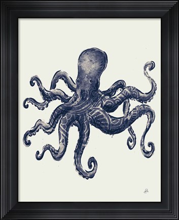 Framed Ocean Finds III Navy Print