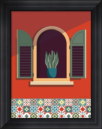 Framed Window Lisboa Sage Print