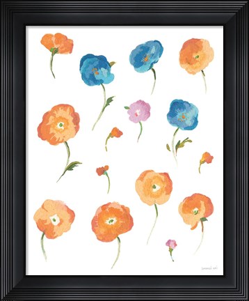 Framed Retro Flowers II Print