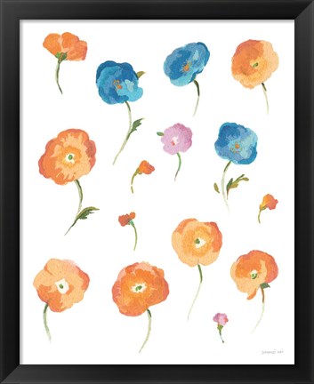 Framed Retro Flowers II Print
