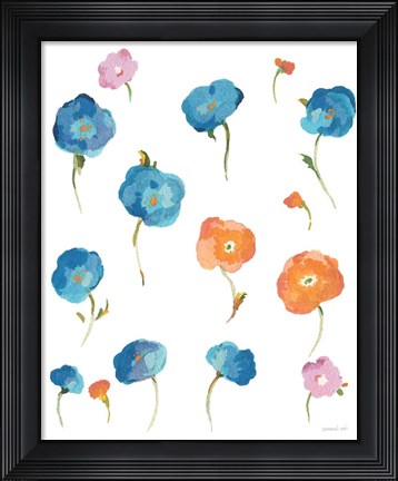 Framed Retro Flowers I Print