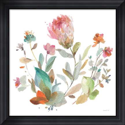 Framed Circle Full of Flowers II Print