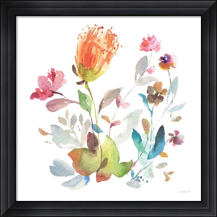 Framed Circle Full of Flowers I Print