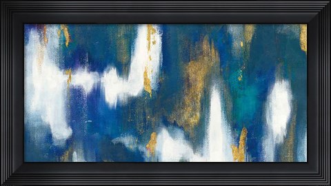 Framed Blue Texture II Gold Crop Print