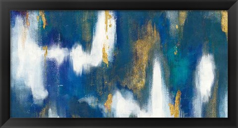 Framed Blue Texture II Gold Crop Print