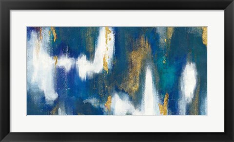 Framed Blue Texture II Gold Crop Print