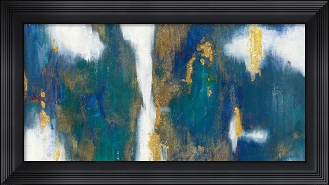 Framed Blue Texture I Gold Crop Print