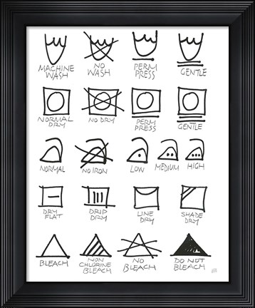 Framed Laundry Room Icons White Print
