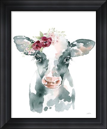 Framed Floral Cow Print