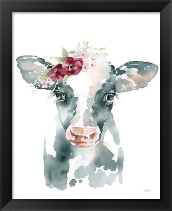 Framed Floral Cow Print