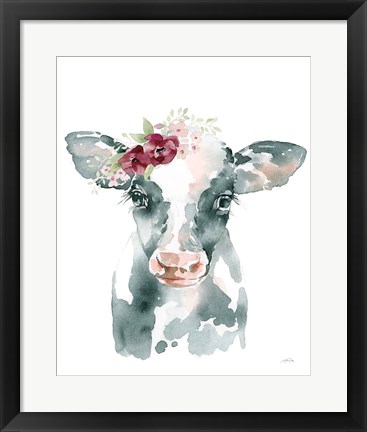 Framed Floral Cow Print