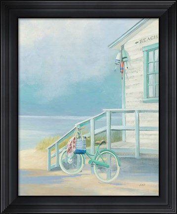 Framed Morning Ride to the Beach Crop Print