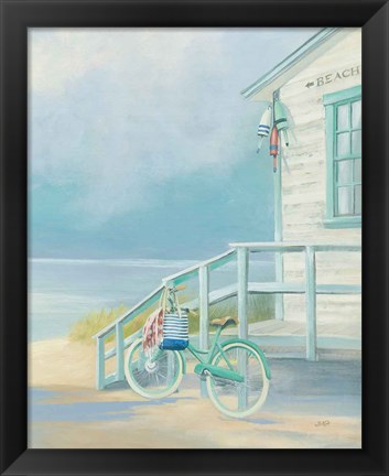 Framed Morning Ride to the Beach Crop Print