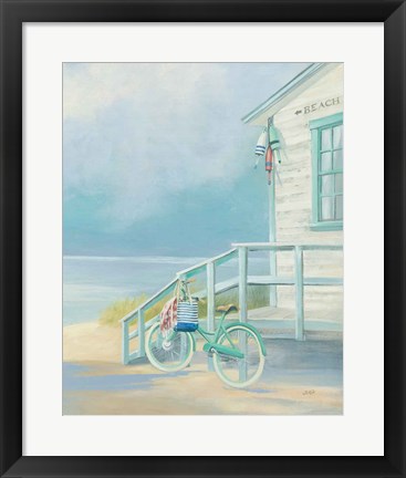 Framed Morning Ride to the Beach Crop Print