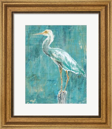 Framed Coastal Egret II Dark Print