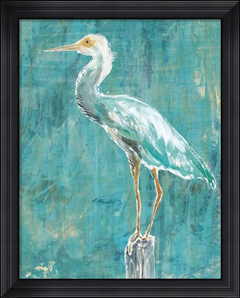 Framed Coastal Egret II Dark Print
