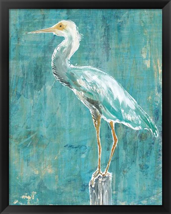 Framed Coastal Egret II Dark Print