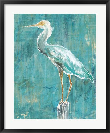 Framed Coastal Egret II Dark Print