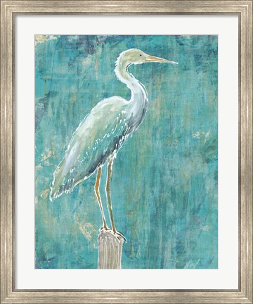 Framed Coastal Egret I Dark Print