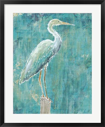 Framed Coastal Egret I Dark Print