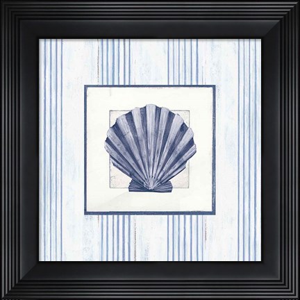 Framed Sanibel Shell I Navy Print