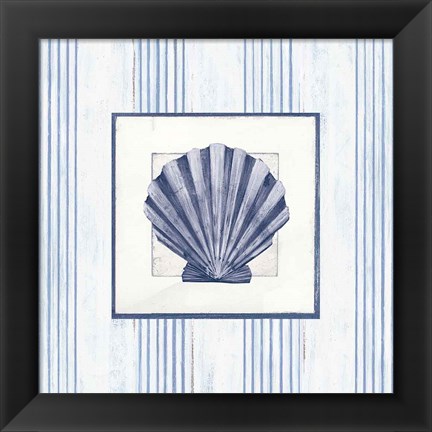 Framed Sanibel Shell I Navy Print