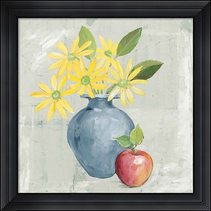 Framed Floral Still Life Gray Print