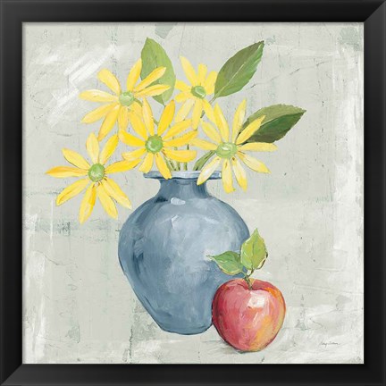 Framed Floral Still Life Gray Print