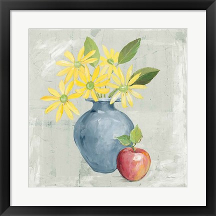 Framed Floral Still Life Gray Print