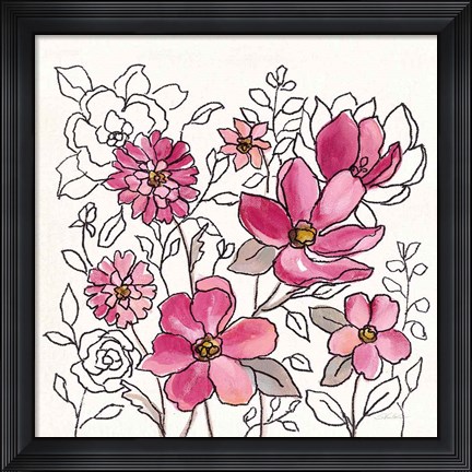 Framed Magenta Flower Lace II Print