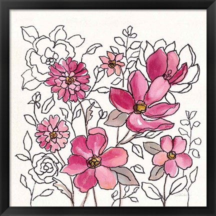 Framed Magenta Flower Lace II Print