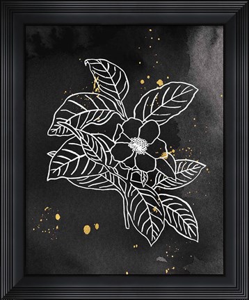 Framed Indigo Blooms I Black Print